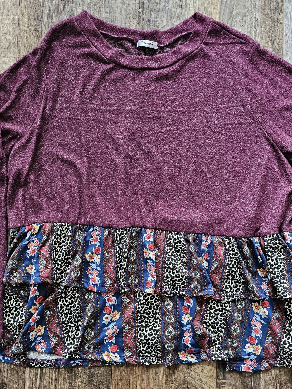 Cozy Plum Ruffle-Hem Women's Top